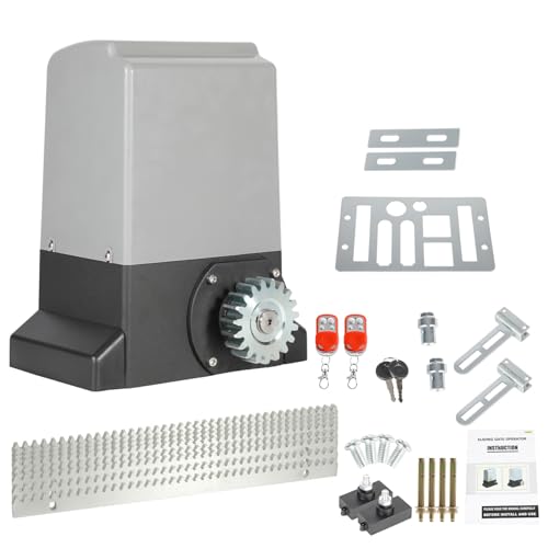 Yakimz 550W Motor Puerta Corredera, Bluetooth motorización para portón de garaje hasta 1200 kg, 12M motorización para portón corredizo, con 2 mandos a distancia