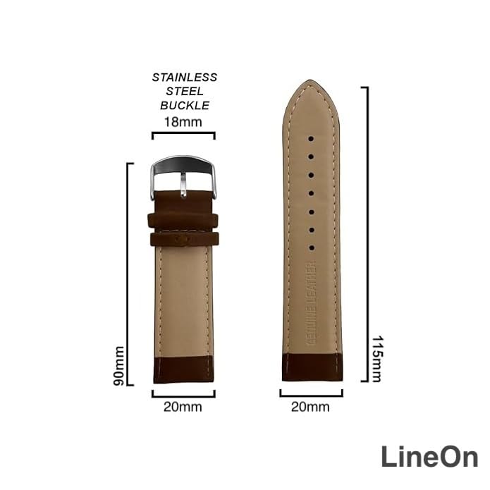 Image of Lineon NAGATA Full Padded Leather Watch Strap For Branded Watches Premium and Soft Strap For Titan, sonata, timex, casio and for all other brand
