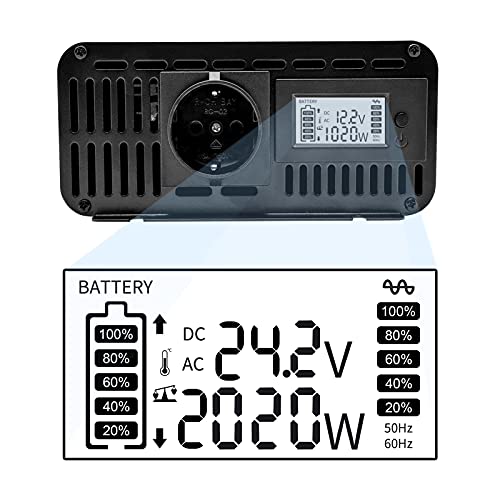 2000W Zuivere Sinus Omvormer DC 24V naar 230V AC Voltage Converter Omvormer Converter Piekvermogen 4000W met LED Display… - Afbeelding 5