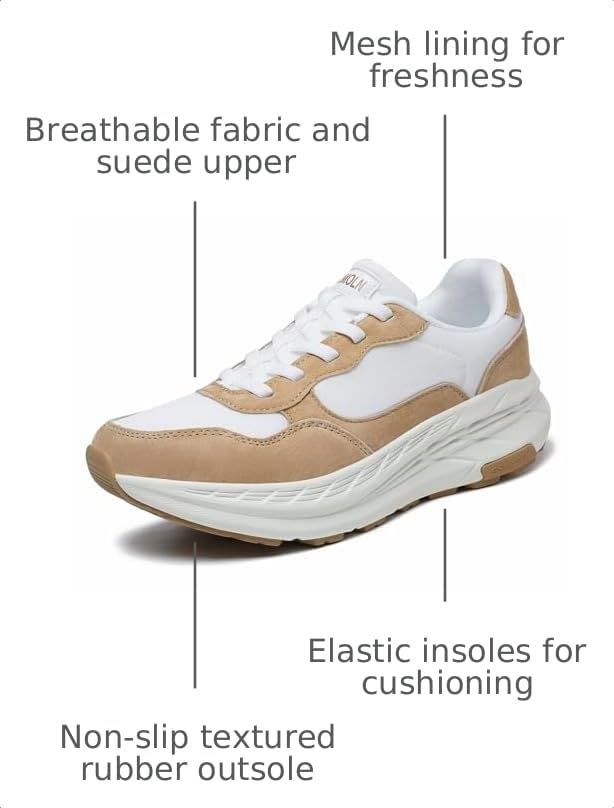 Image of GSLMOLN Women's Casual Walking Shoes Breathable Non Slip Tennis Cushion Fashion Gym Sneakers