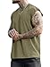 PLEPAN Men's Streetwear Fashion Tank Tops Cut Off Muscle Shirts Workout Gym Tee Olive Large