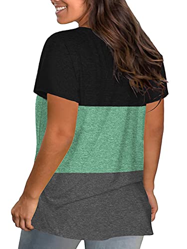 Image of DOLNINE Plus-Size Tops for Women Casual Short Sleeve Color Block T-Shirts | Basic Going Out Tees, Summer Trendy Loose Fit Tunics