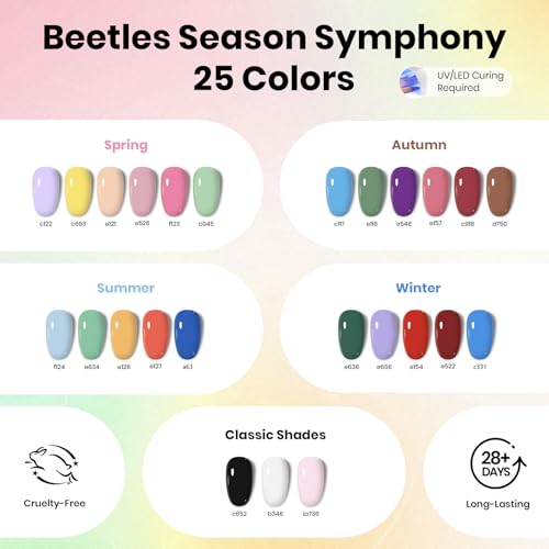 Image of Beetles 37Pcs Gel Nail Polish Kit with Uv Light -25 Colors Gel Polish Set Pink Red Blue Purple Pastel Energetic Moves Manicure Kits for Beginners Nails Salon Manicure Tools Gifts for Women Girls