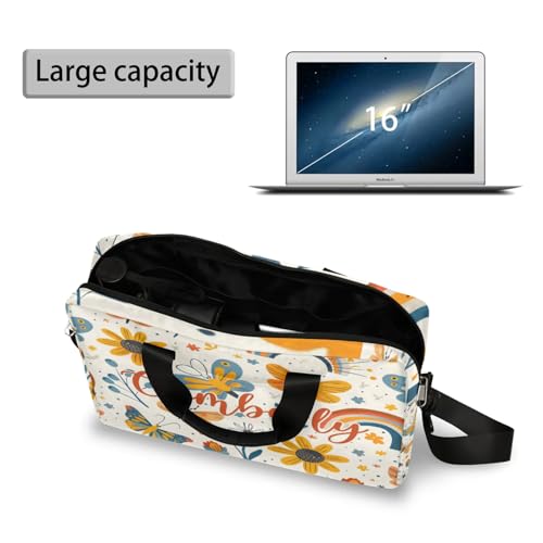 Personalized Name Flower Laptop Bag for Women, Custom Computer Bag Messenger Bags for Work Business, 16 Inch4