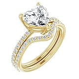 10K Solid Yellow Gold Handmade Engagement Rings 1.5 CT Heart Cut Moissanite Diamond Solitaire Wedding/Bridal Ring Set for Women/Her Propose Ring (6)