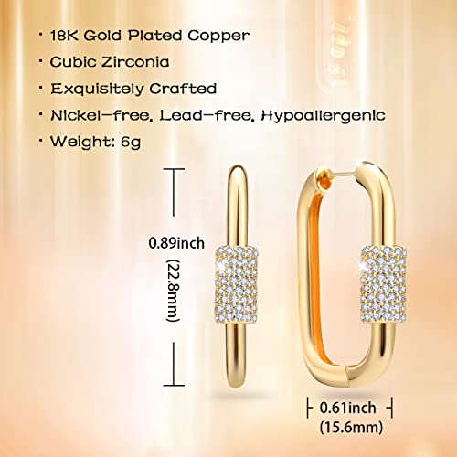 18K Gold Plated Dainty U Shape Huggie Earring for Women, Cubic Zirconia O Huggie Hoop Earrings, Hypoallergenic, Gifting, Everyday Wear3