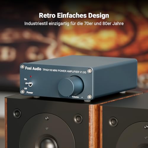 Fosi Audio V1.0G Mini Verstärker, 50Wx2 Class D Verstärker Stereo mit TPA3116 Amp Chip & RCA...
