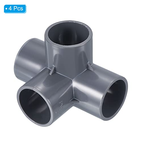 PATIKIL 1 1/4" 4 Way Elbow Pipe Fittings UPVC, 4 Pack Joint Coupling Pipe Adapter for Pipe Connection Gray - Image 3