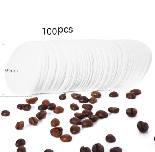 Image of 100pcs 58mm Round White Espresso Paper Filters for Portafilter & Moka Pot | Traps fine powder for richer crema, prevents splashing, ensures even extraction, protects filter screen, disposable.