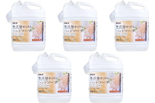 まとめ買い 業務用 無添加せっけんハンドソープ 泡ポンプ・液ポンプ兼用 低臭タイプ 5kg 無添加 石鹸 ハンドソープ 泡ポンプ 液ポンプ 低臭 手洗い 大容量 (5本)