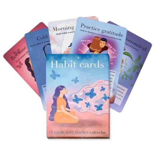 Habit Tracker Flash Cards for Creating Healthy Routines - Healthy Habit Flash Cards with Tracker - Habit Builder Flash Cards with Tracker - Affirmations Cards