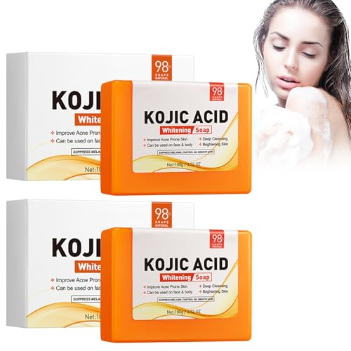 Tkekruh 2PC Soap 100g, Jabón para Aclarado de la Piel, Jabón de Baño, Jabón Natural, Jabón de Limpieza para Rostro y Cuerpo, Hidratante y Suave, Piel Limpia y Tersa, Hidratante, Face Soap