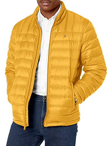 Image of Tommy Hilfiger Men's Lightweight Water Resistant Packable Down Puffer Jacket (Standard and Big & Tall), Yellow, Medium