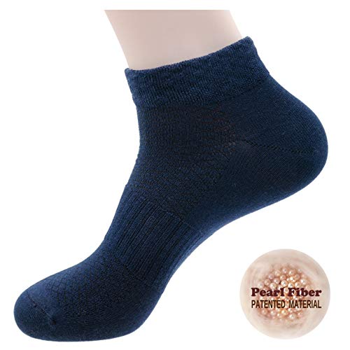Mens Sports Low Cut Ankle Socks, Cotton & Pearl-Fiber Socks Drcrease-Odor Moisture-Wicking for Sweaty Feet (4 Pack)2