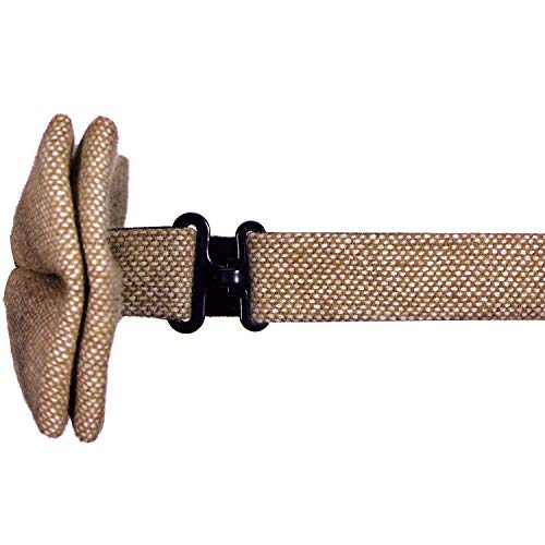 DonDon Herren Fliege 12 x 6 cm Baumwolle gebunden und längenverstellbar hellbraun weiß