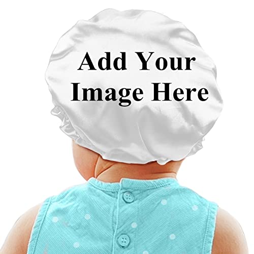 Image of Custom Kids Sleep Cap Design Your Own Photo Custom Kids Satin Hair Bonnet for Sleeping Customizable Gifts Personalized Adjustable Night Cap Hair Cover Beanie Hat Headwear for Toddler Baby