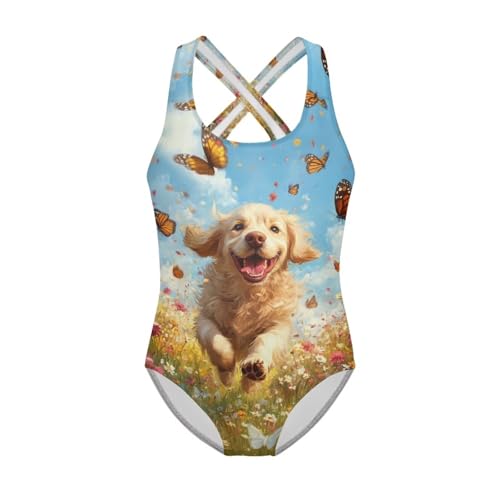 Image of One Piece Swimsuit Girls Cross-Back Bathing Suit 5-14Y Kids Swimwear Cute Swimsuits Sleeveless Bathing Suits