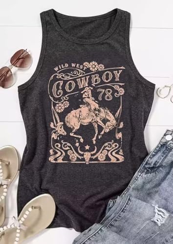 Retro Western Cowboy Rodeo Tank Tops for Women Vintage Country Tank Shirt Summer Sleeveless Casual Cowgirl Tank Tee3