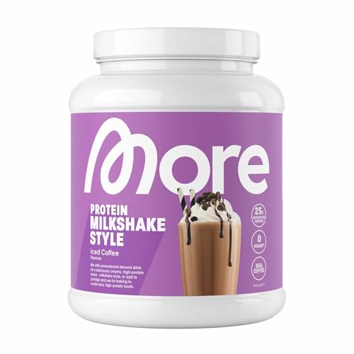 MORE Protein, Eiskaffee, 600 g, Mix aus Whey Konzentrat und Casein, ideal zum Muskelaufbau und -erhalt, mit Laktase, geprüfte Qualität - made in Germany