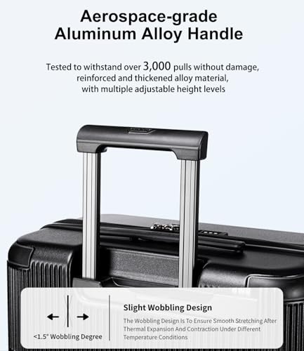 Image of Arctic Hunter 24 inch Check-in Trolley Bag Medium 65cm PC Hardshell Suitcase with Laptop Sleeve, TSA Lock & Silent 360 TPE Wheels, Anti-Collision Design,Black