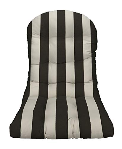 RSH DECOR: Tufted Adirondack Chair Cushion | 42.5” x 21” | All-Weather Spun Fabric | Water and Fade-Resistant | Outdoor Cushion for Patio Furniture | Black & White Stripe