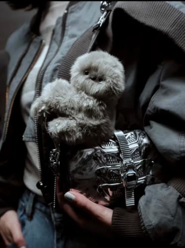 Image of JB'S LAND Cute Owl Plush Toy for Backpack & Handbag Decoration with Singing & Head-Turning Action - Soft Furry Stuffed Owl Hanging Pendant for Kids Room Decor Birthday Gift (Grey)
