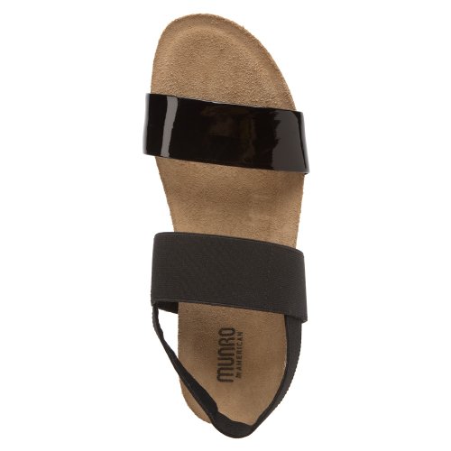 Munro American Women's Pisces Black Patent/Black Fabric Sandal 6.5 M (B)4