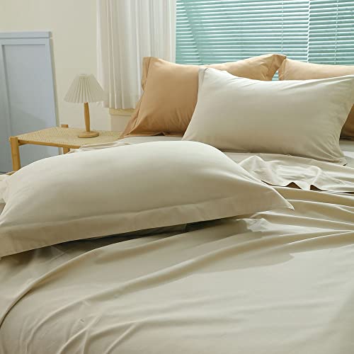 Queen Size Oxford Style Pillow Shams, Set Of 2, 100% Natural Cotton, Breathable, Silky, Skin Friendly, Comfortable, Luxurious Hotel Pillowcases - Milano Luxury Collection (Oatmeal, Queen) #TOP3