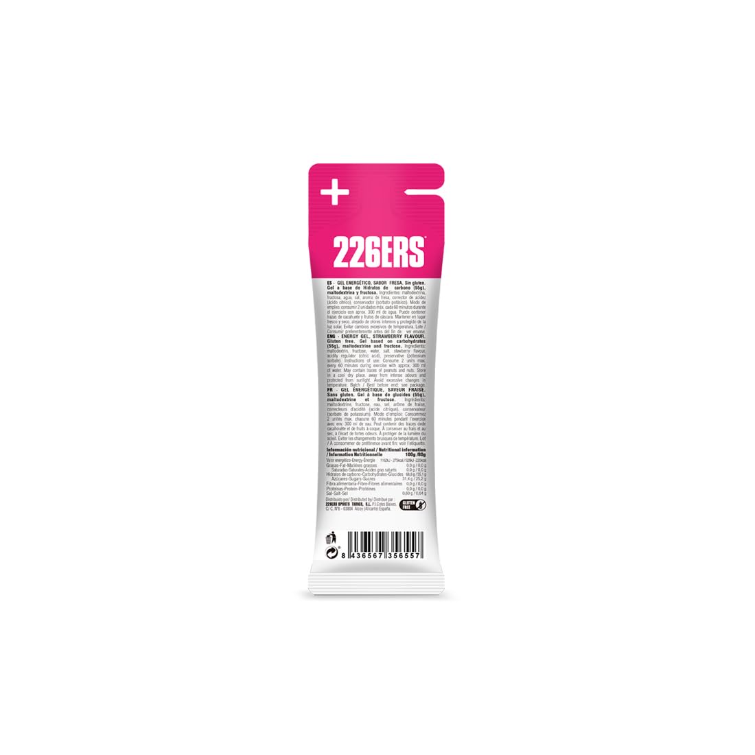 226ERS High Fructose Gel Energiegel, Erdbeere, 24 x 80 g | Maltodextrin und Fruktose, Vegan, Glutenfrei, Kohlenhydratzufuhr, Für Sportler