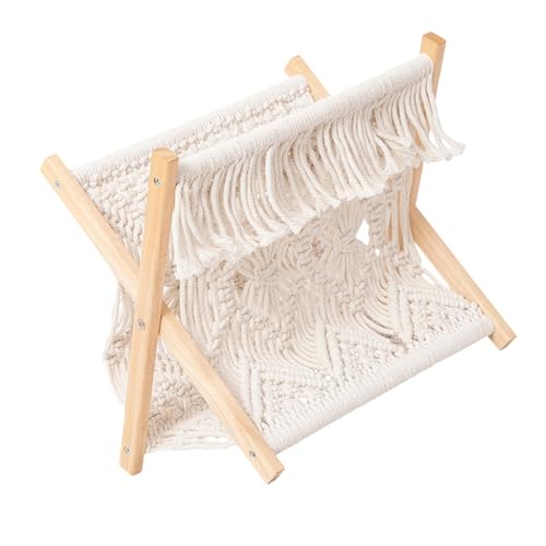 Revistero plegable de madera y algodón 26x18x32 cm para organizar revistas en espacios compactos