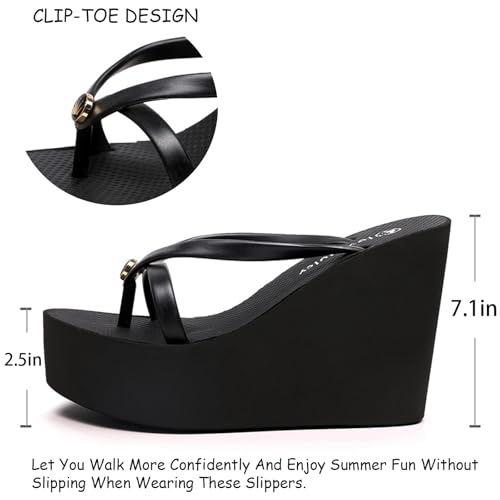 Women's Elastic Lace-Up Slip On Platform Wedge Flip Flop Fashion Round Peep Toe Non-Slip Platform Heighten Clip Toe Flip Flop Summer Leisure Vacation Beach Sandals2