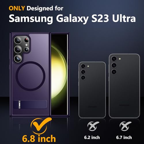 Image of SPIDERCASE Magnetic for Samsung Galaxy S23 Ultra Case, [3 Stand Ways][ Military Grade Drop Protection] with Invisible Stand Shockproof Slim Case for Samsung S23 Ultra 6.8 inch, Purple