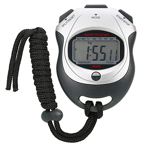 Azesobo Cronômetro à prova d'água cronômetro digital LCD portátil cronógrafo contador esportivo com