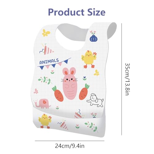 10 Pcs Disposable Baby Bibs, Baby Bibs for Eating, Disposable Bibs for Toddlers 1-3, Travel & Daycare Essentials, for Toddler Feeding, Individually Packaged with Catcher and Leakproof Liner2
