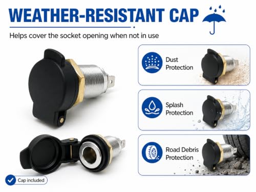 Image of Cliff Top Alloy Female DIN Motorcycle Socket Compatible with Hella Powerlet | 16A 12-24V DC, female DIN socket, 18mm panel mount, alloy body, brass ring, spring contacts, spring weather cap