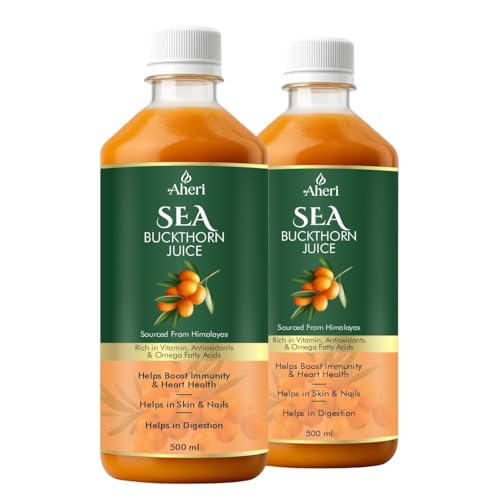 Image of Sea Buckthorn Juice 500 ML | Buckthorn Berry Herbal Juice with Natural Vitamin C | Herbal Support for Immunity, Skin Glow & Gut Health | Omega 3 6 7 9 & Antioxidants - Pack of 2
