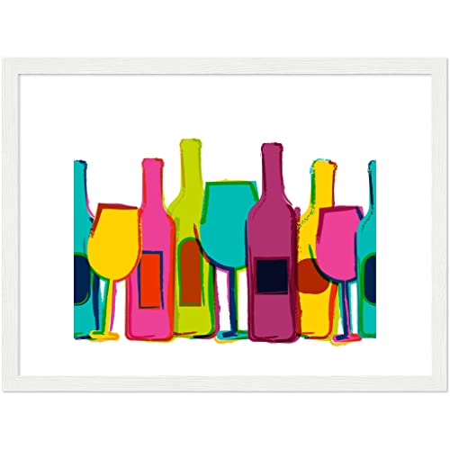 Décoration murale pour aliments et boissons : affiche vin coloré moderne 30x40 cm