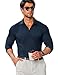 COOFANDY Athletic Fit Dress Shirts for Men Big Tall Stretch Button Up Shirts Business Casual Long Sleeve Shirts Deep Blue 3X-Large