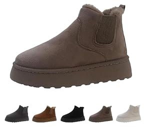 Womens Ankle Boots Warm Fur Lining Waterproof Outdoor Slip-on Winter Snow Booties