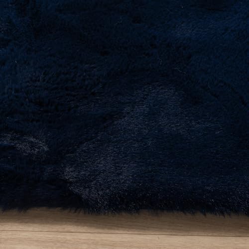 Tapis de salon doux bleu foncé pour réchauffer les sols froids en hiver - 6