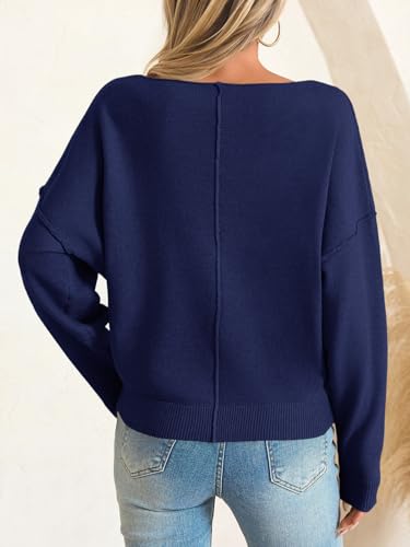 Image of Saodimallsu Womens Off The Shoulder Sweater Boat Neck Batwing Sleeve Knit Pullover 2025 Cute Casual Trendy Jumper Tops