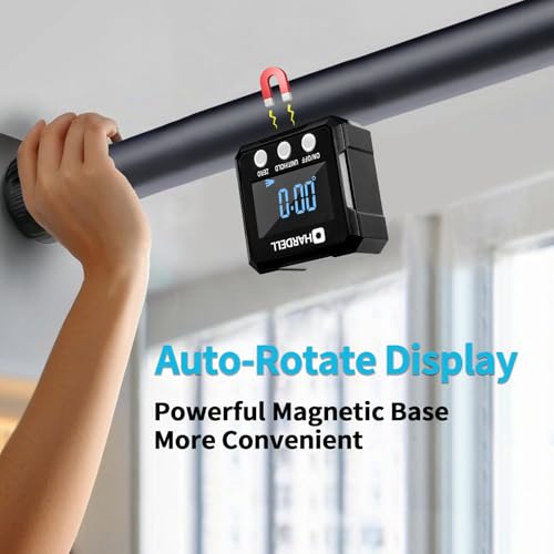 HARDELL Digital Angle Finder,Dual Axis 4X90° 0-40° Digital Angle Gauge With Magnetic Base, Relative Absolute Measuring Tool, Aluminum Alloy Auto-Rotation Protractor for Table Saw Tube Decoration DIYer - Thumbnail 5