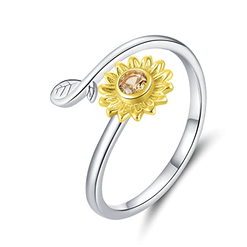 Bague fleur de tournesol ouverte pour éviter les douleurs aux doigts