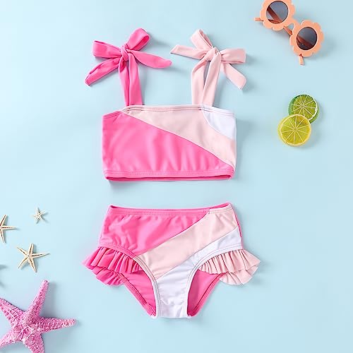 image for YOUNGER TREE Toddler Girls Two Pieces Swimsuit Color Block Stripe Swim