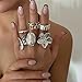 ONBRIG Rings for Women Adjustable Chunky Rings Set Vintage Wide Colorful Flower Stackable Ring for Women Thick Statement Ring Chunky Jewlery (A : 6PCS - S)