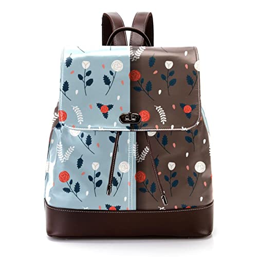 Mochila de piel sintética con fondo floral de flores dulces para mujer, bolso de hombro de viaje para mujer, Multicolor 10