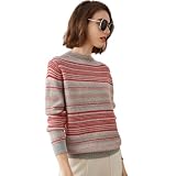 King Warm 2023 Women's 109% Pure Cashmere Pullover Sweater Stripes Knit Sweater