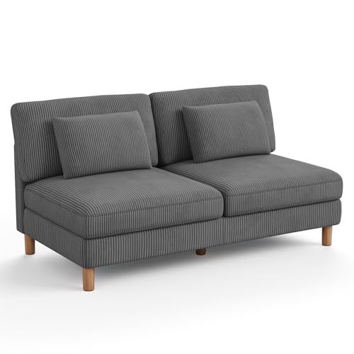 Vesgantti Cord 3 Sitzer Sofa ohne Armlehne, 166cm Modernes Dreiersofa mit Kissen, Kombination Sofa perfekt für Wohnzimmer, Schlafzimmer, Büro, werkzeuglose Montage, 166 * 88 * 84cm Vesgantti Cord 3 Sitzer Sofa ohne Armlehne, 166cm Modernes Dreiersofa mit Kissen, Kombination Sofa perfekt für Wohnzimmer, Schlafzimmer, Büro, werkzeuglose Montage, 166 * 88 * 84cm