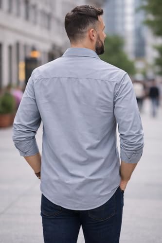Image of Men's Solid Casual Shirt | Casual Plain Button Down Shirt for Men | Regular Fit Full Sleeves Smart Formal & Casual Wear