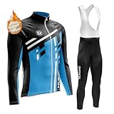 NUNOMO Conjunto de Jersey de Ciclismo, Conjunto de Jersey de Ciclismo de Manga Larga de Invierno para Hombre Ropa de Ciclismo de Lana térmica Chaqueta de Ciclismo a Prueba (XL,Type-4)